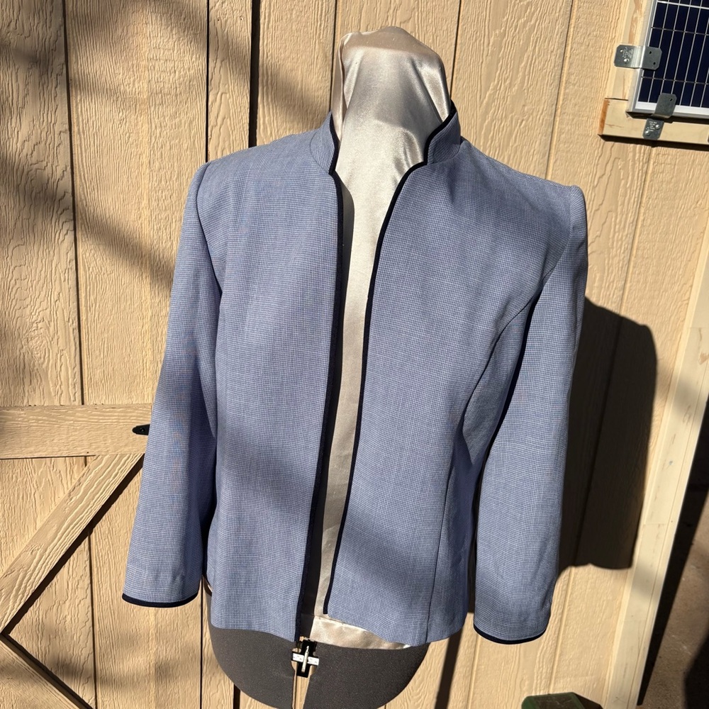 Perceptions New York Women's Jacket Open Front Blue White